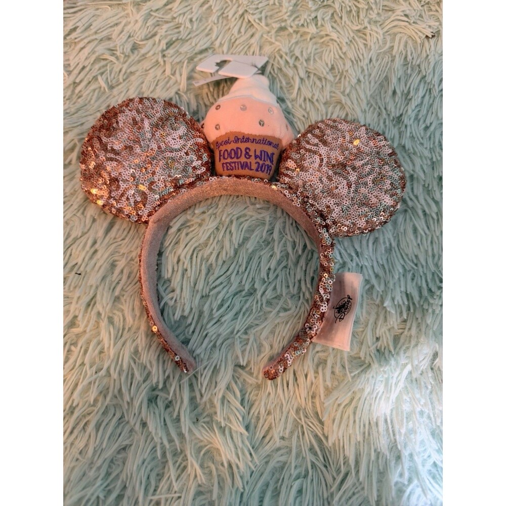 Disney Parks Cupcake Mouse Rose Gold Sequin Ears Food and Wine Fest 2019 New